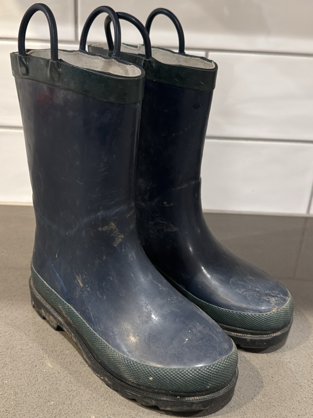 Western chief Kids Navy and Dark Green Waterproof Rain Boots size 11/12